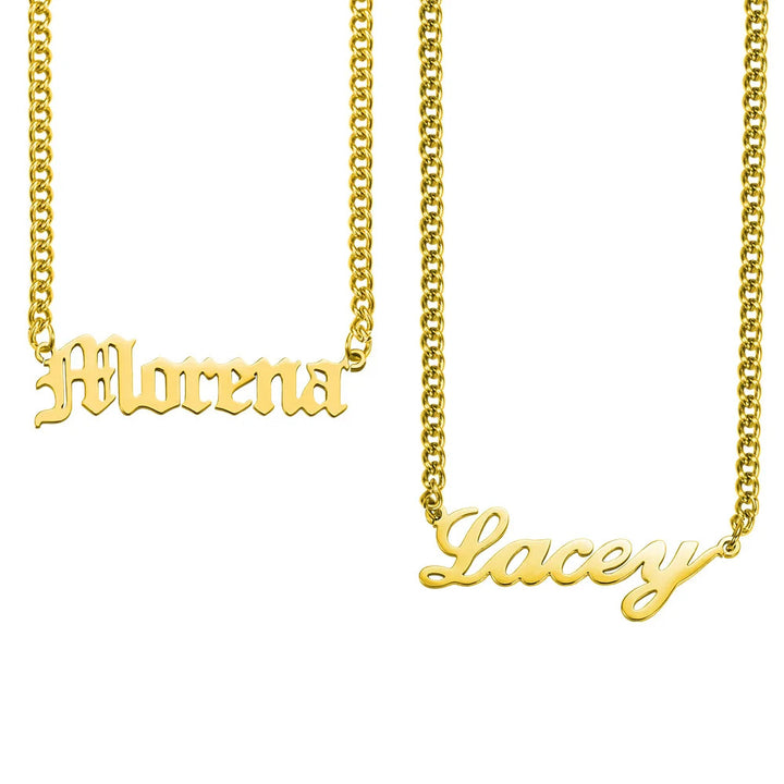 Personalized Name Necklace w/ Cuban Chain - ClickNShopGoods