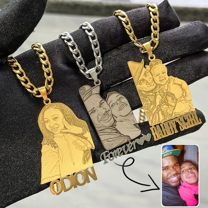 Custom Photo Engraved Pendant Necklace