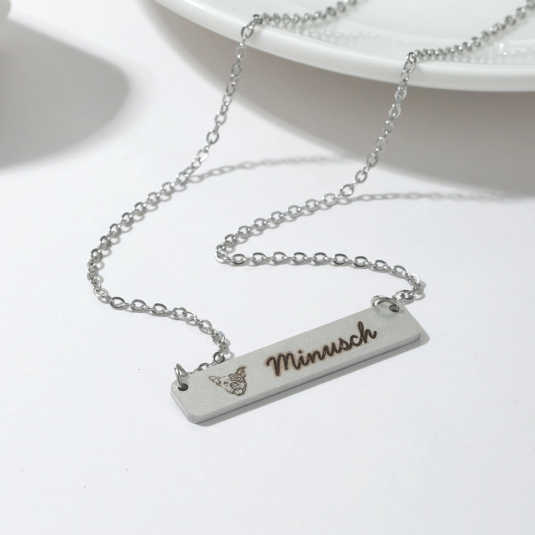 Personalized Photo Pet Bar Necklace