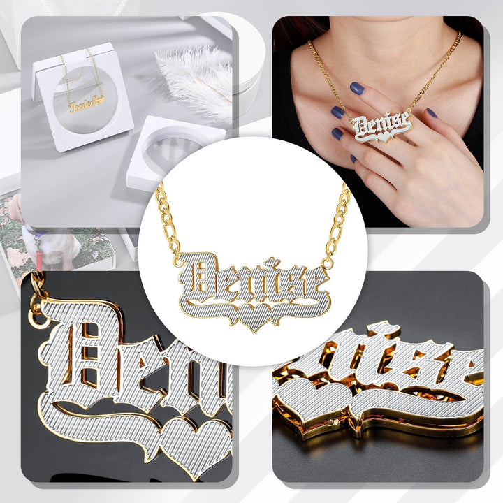 Double Plated Gothic Name Necklace - ClickNShopGoods