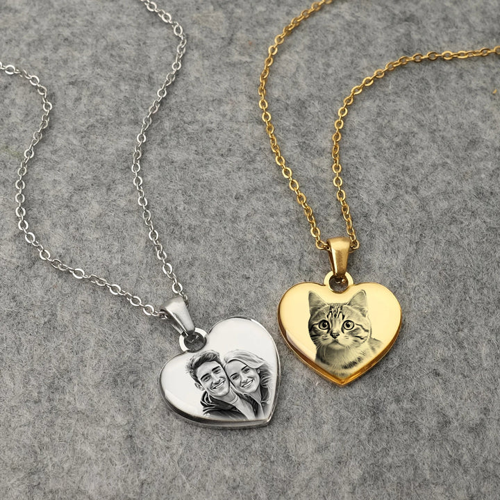 Custom Heart Shaped Photo Necklace