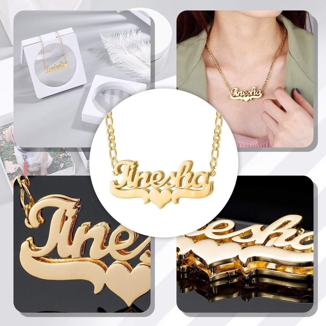 Double Plated Heart Name Necklace - ClickNShopGoods