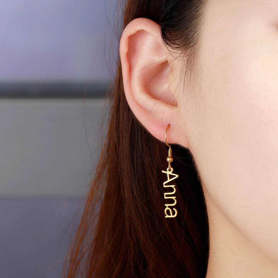 Vertical Name Drop Earrings - ClickNShopGoods