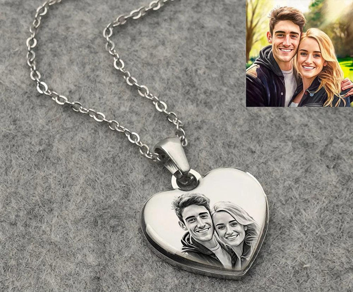 Custom Heart Shaped Photo Necklace