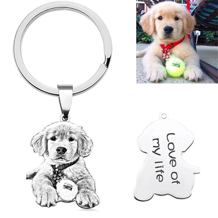 Personalized Engraved Pet Photo Keychain