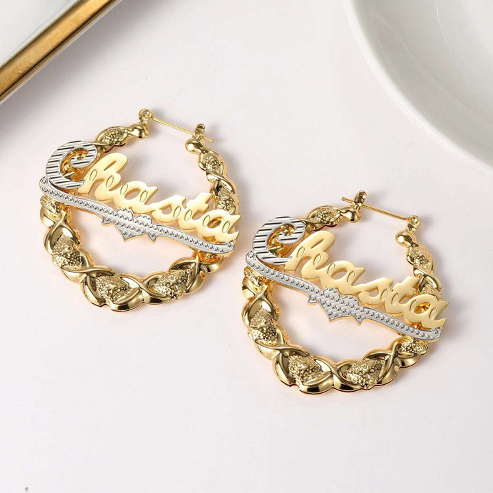 Custom XOXO Two Tone Name Earrings