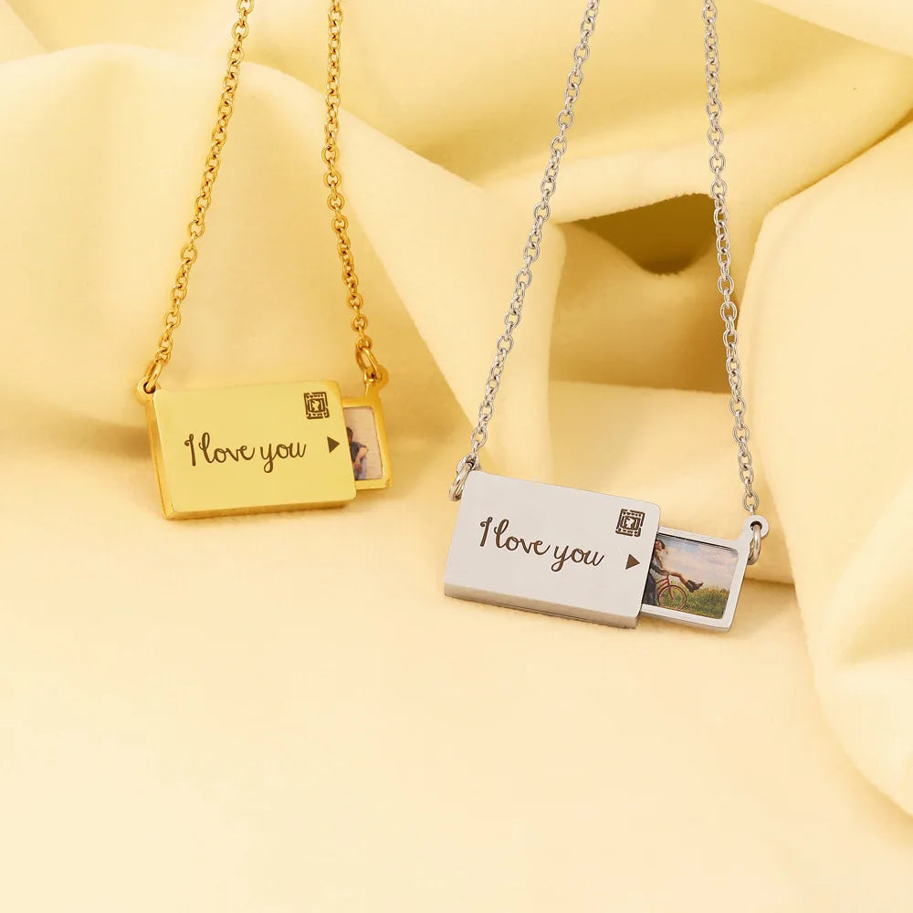 Personalised Envelope Photo Love Letter Necklace