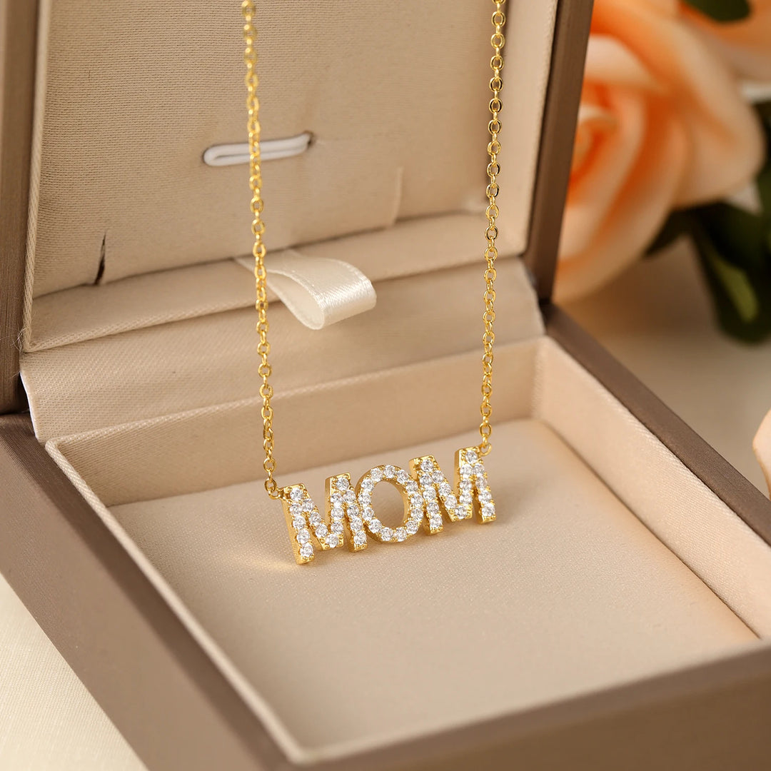 Custom Crystal Name Necklace w/ Rose Box