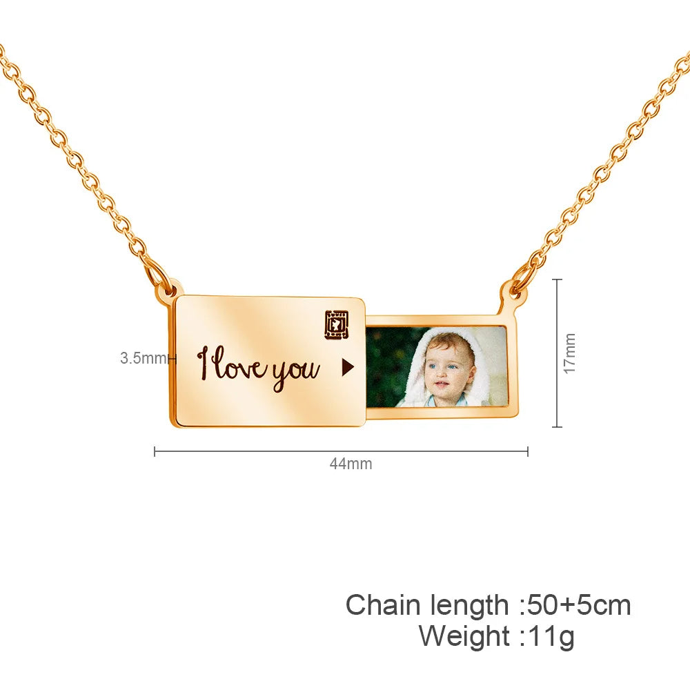 Personalised Envelope Photo Love Letter Necklace