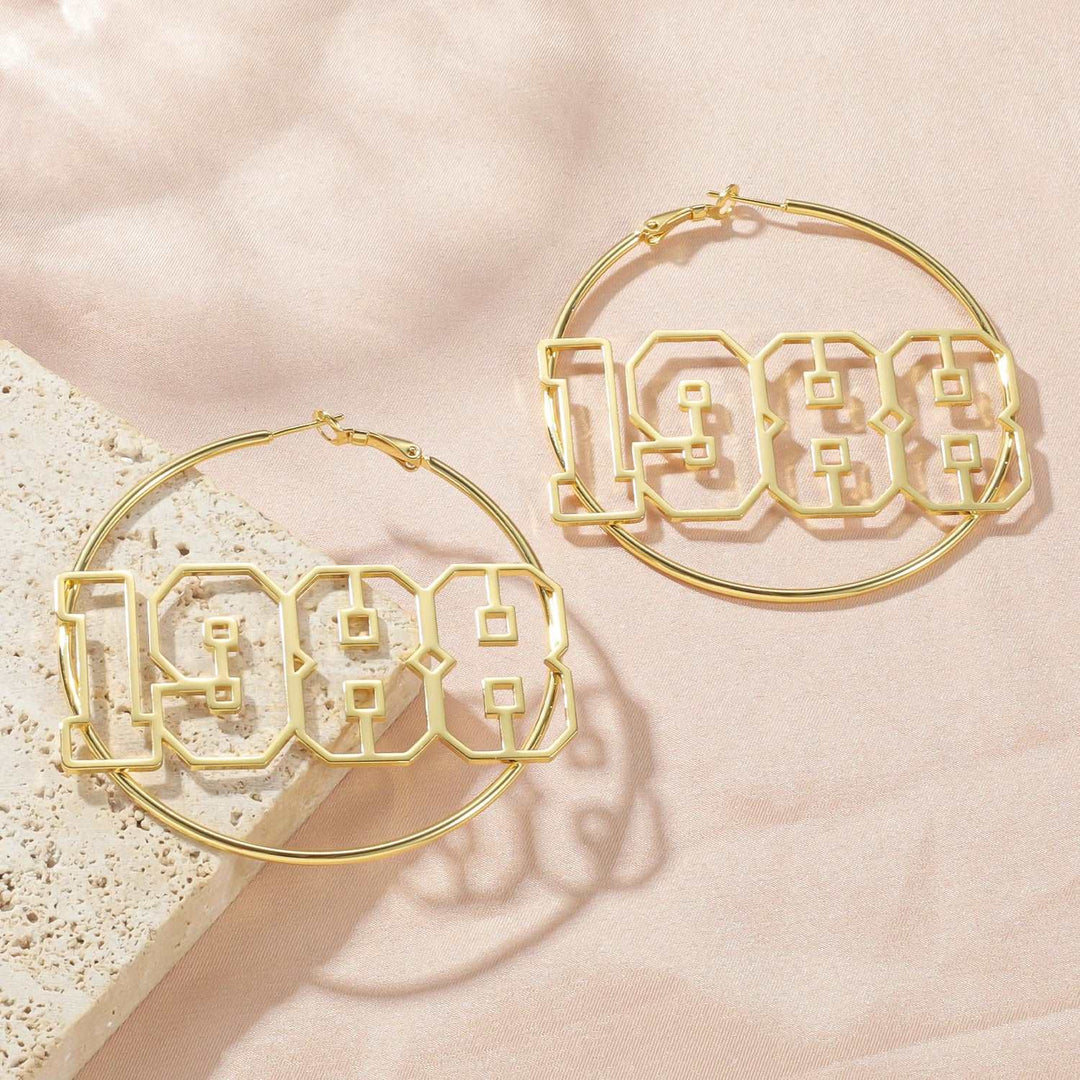 Custom Hoop Year Earrings