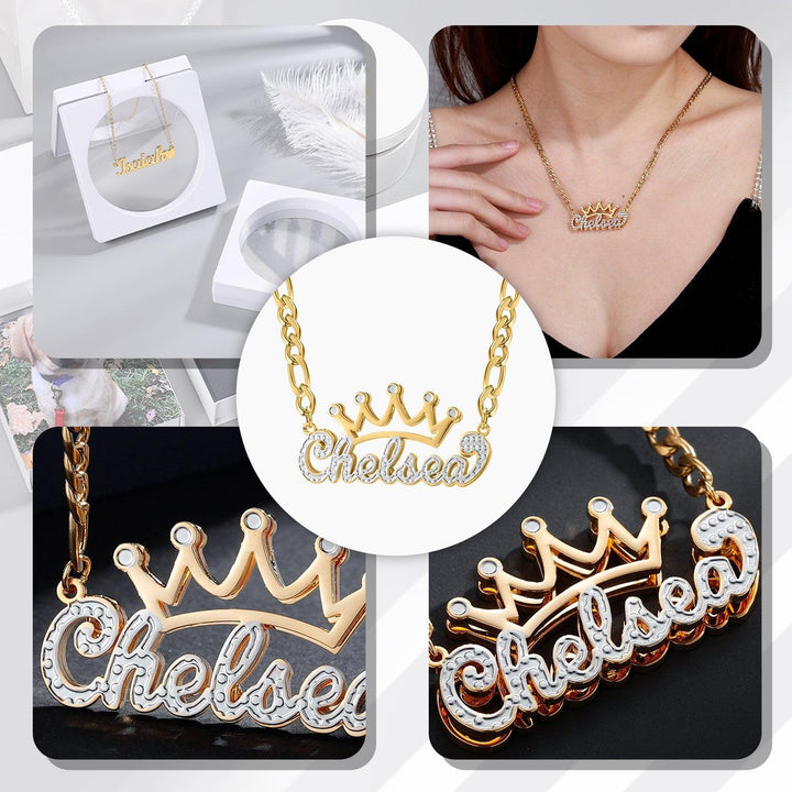 Double Plated Crown Name Necklace - ClickNShopGoods