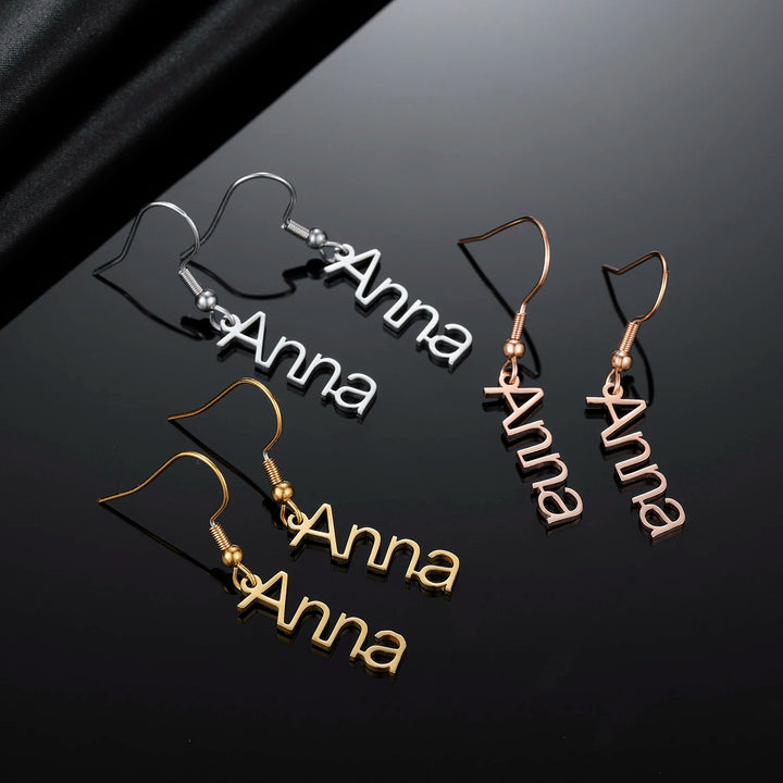 Vertical Name Drop Earrings - ClickNShopGoods