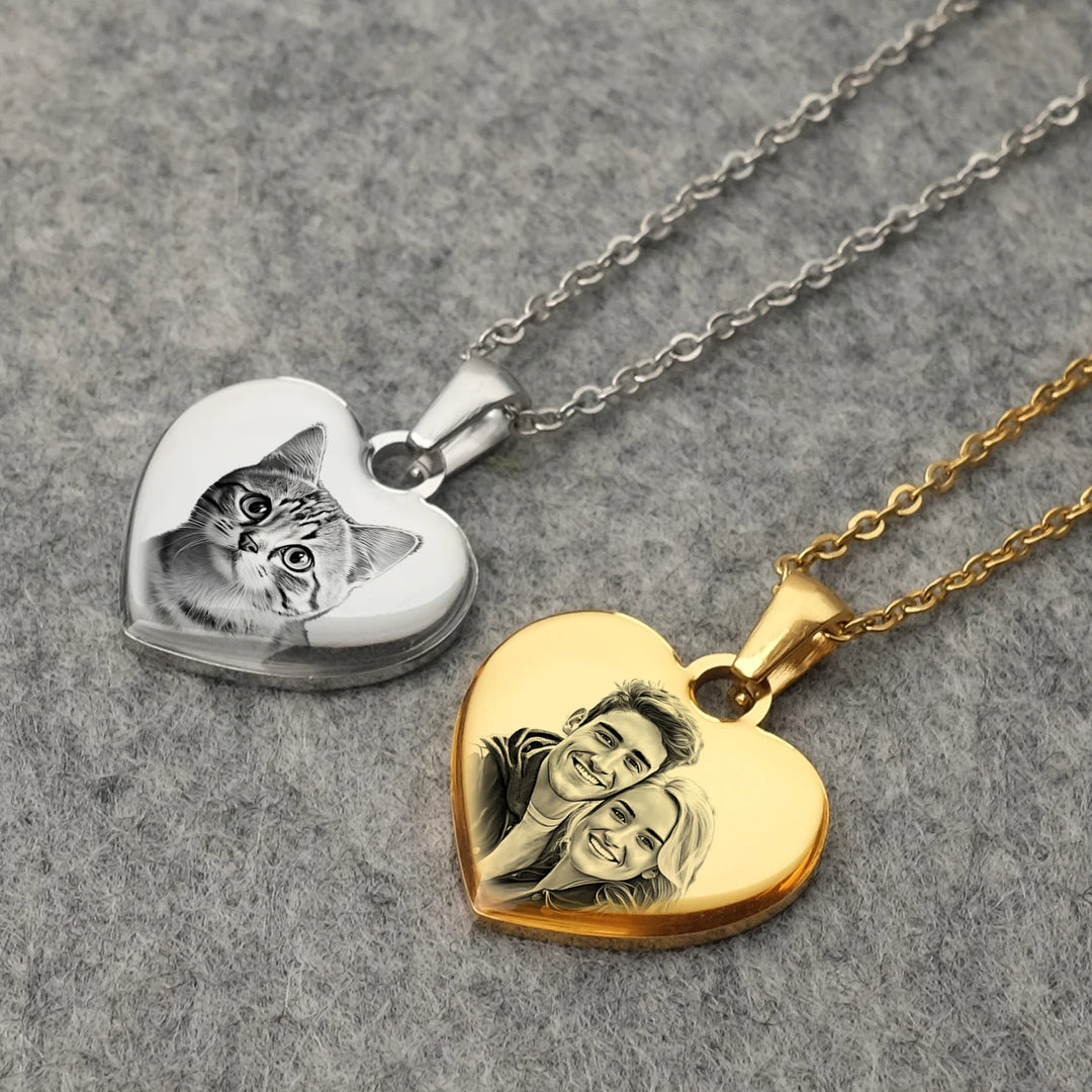 Custom Heart Shaped Photo Necklace