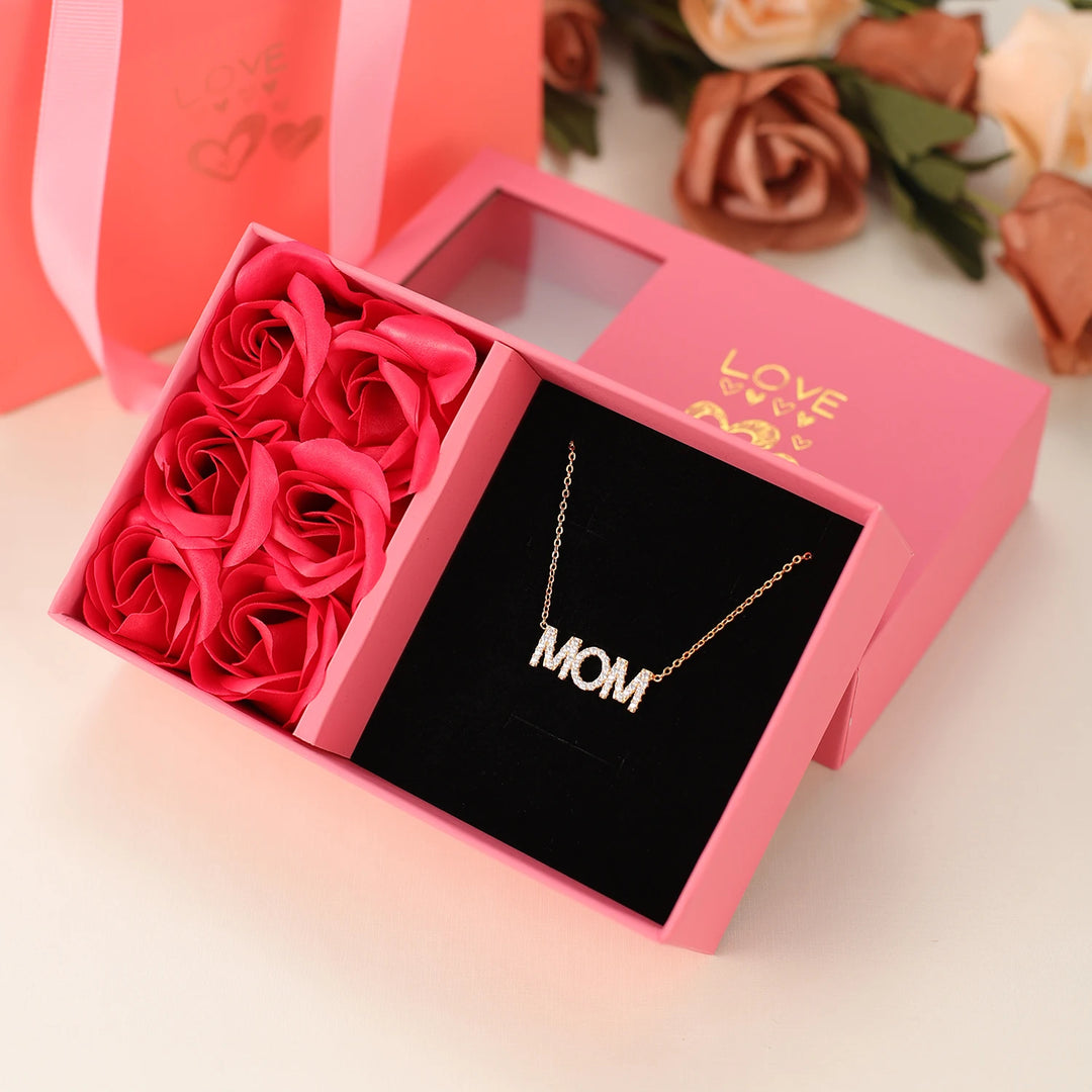 Custom Crystal Name Necklace w/ Rose Box