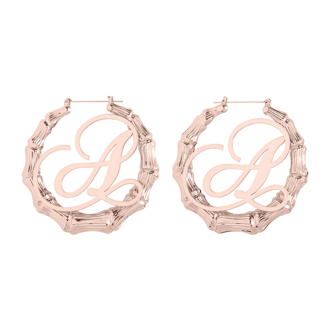 Initials Bamboo Name Earrings - ClickNShopGoods