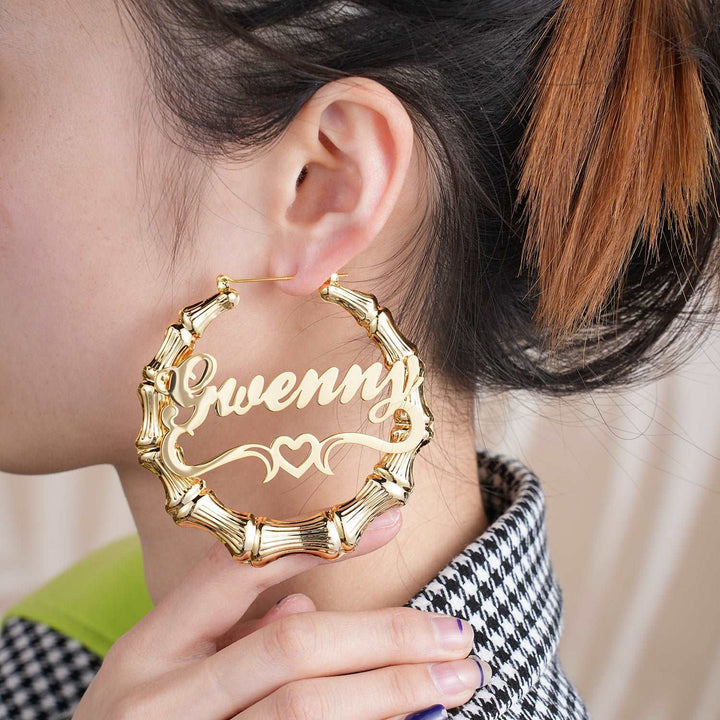 Custom Bamboo Hoop Earring - ClickNShopGoods