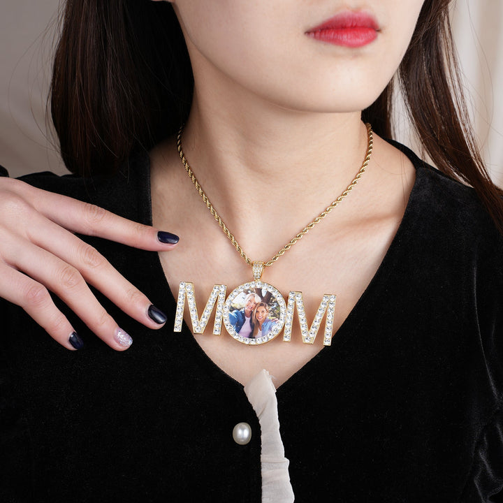 Iced MOM Photo Necklace