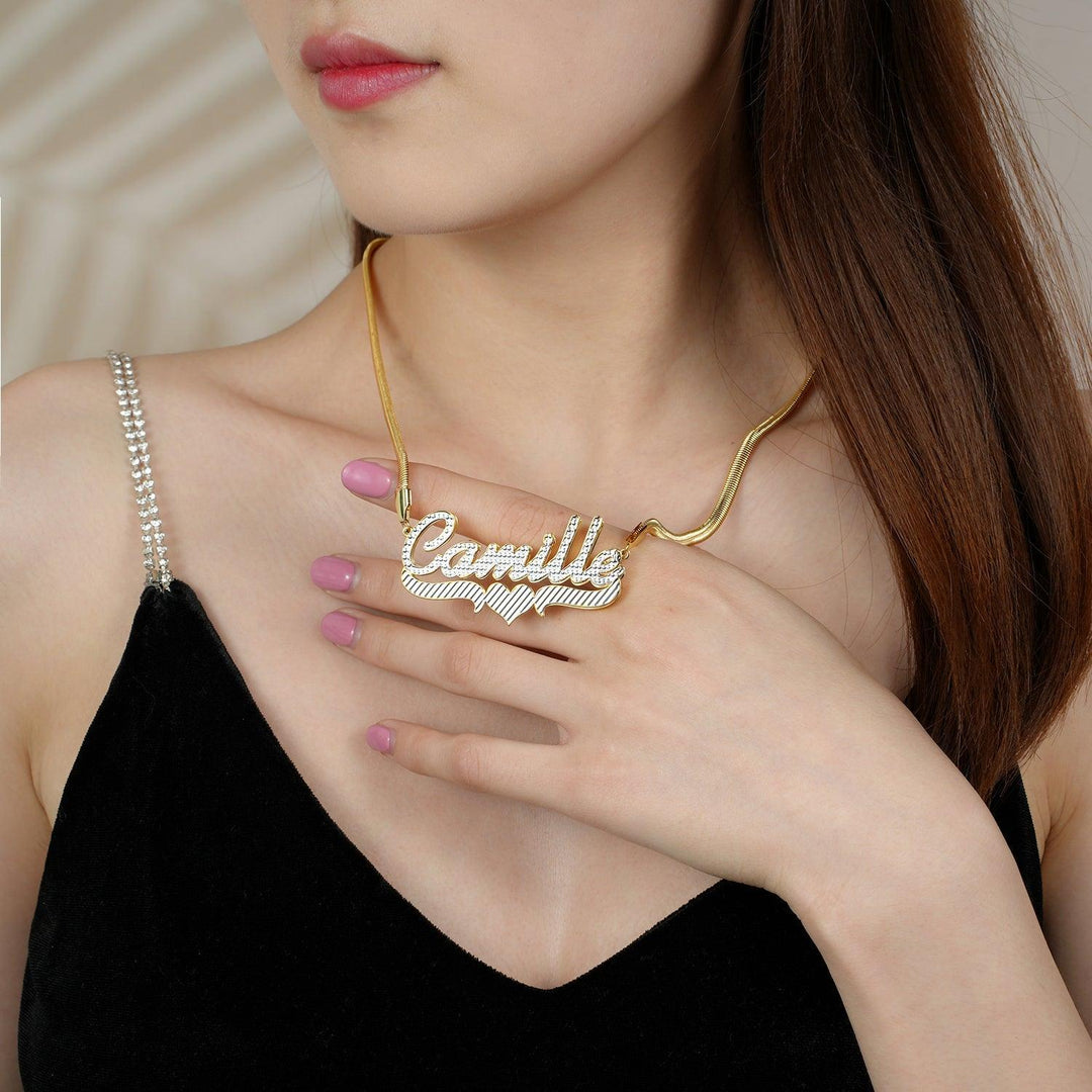 Double Plated Heart Name Necklace - ClickNShopGoods