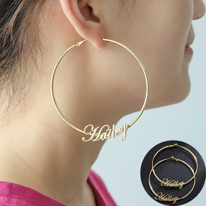 Custom Hoop Name Earrings - ClickNShopGoods