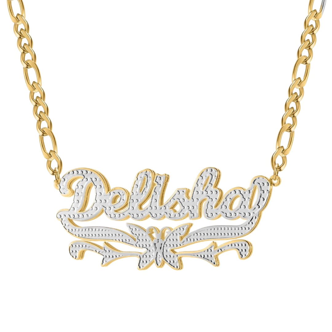 Double Plated Butterfly Name Necklace - ClickNShopGoods