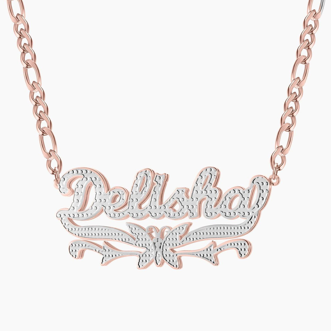 Double Plated Butterfly Name Necklace - ClickNShopGoods