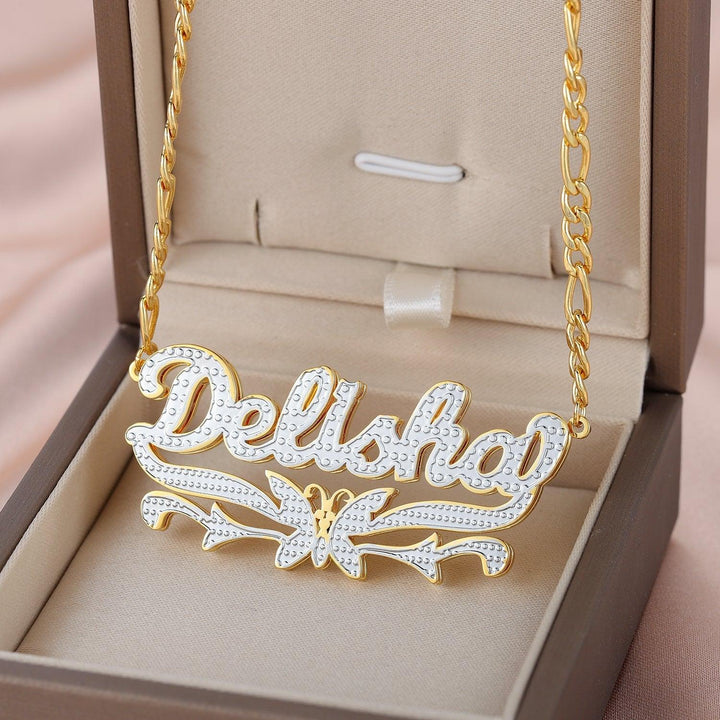 Double Plated Butterfly Name Necklace - ClickNShopGoods