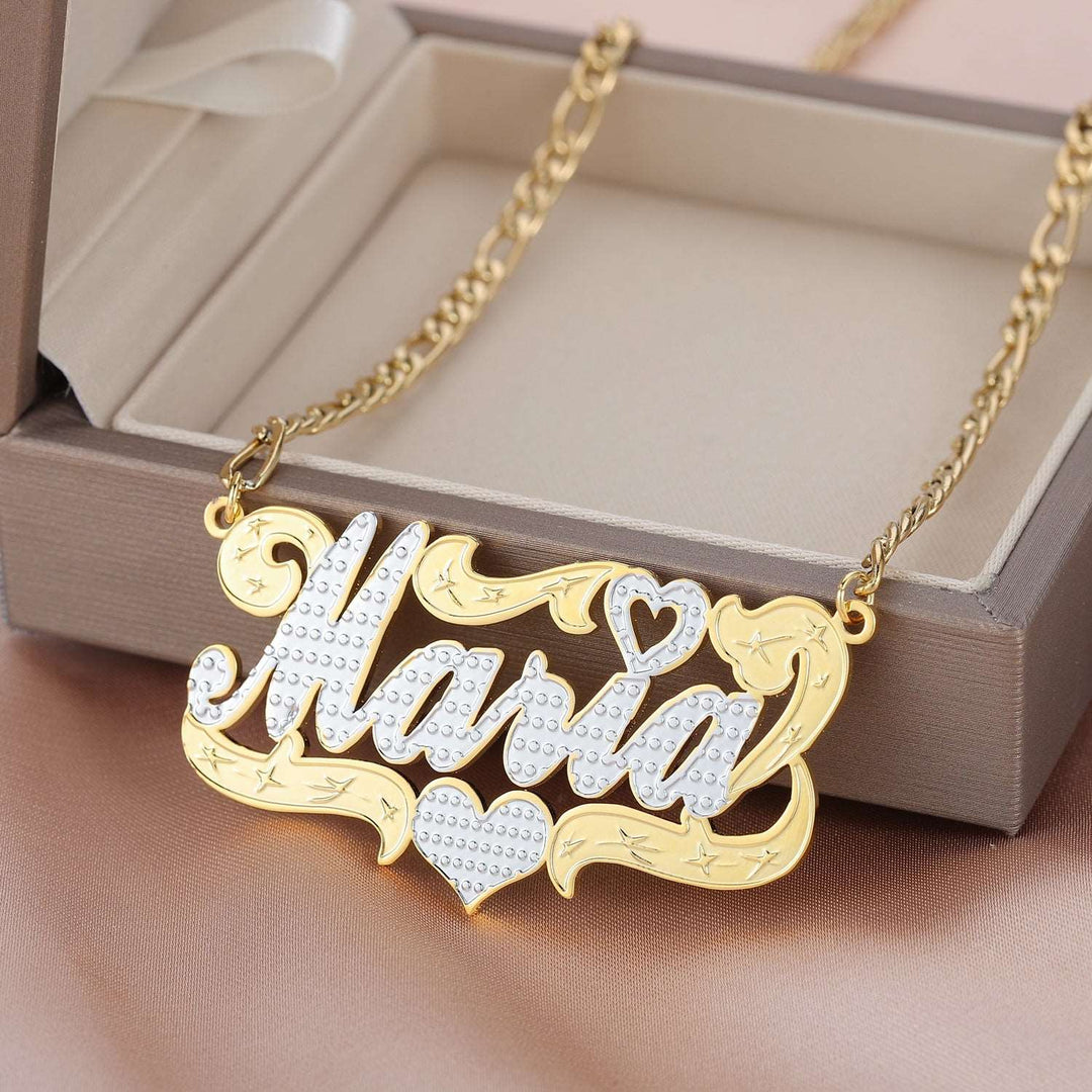 Two Tone Heart Name Necklace - ClickNShopGoods