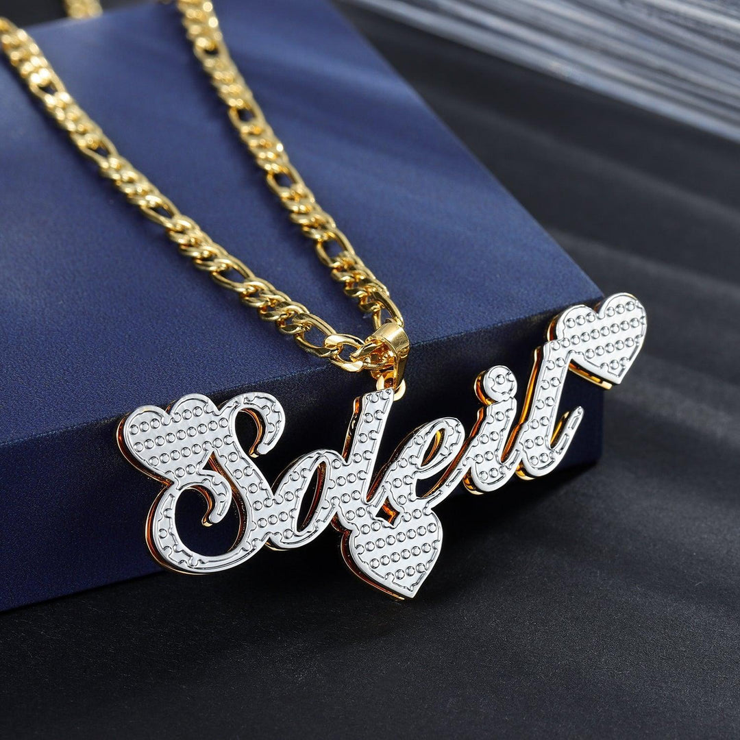 Double Plated Triple Heart Name Necklace - ClickNShopGoods