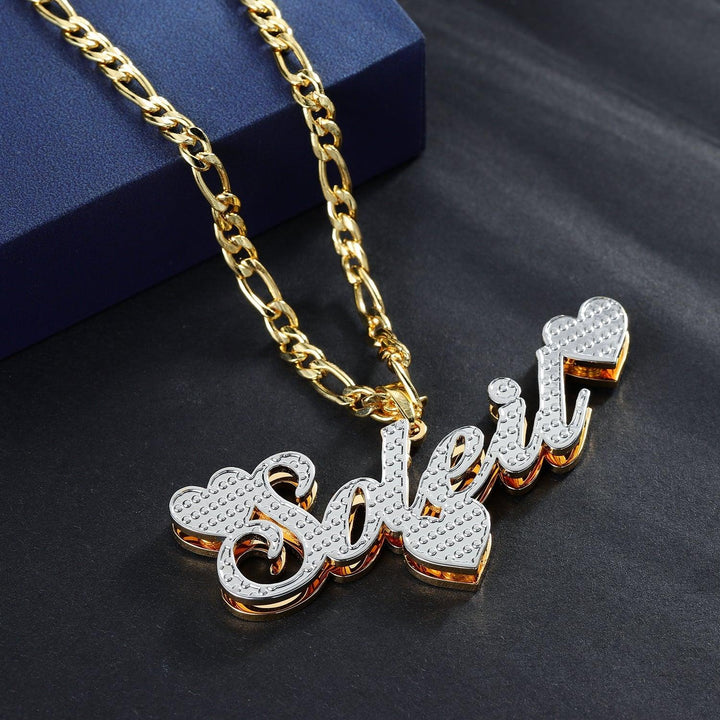 Double Plated Triple Heart Name Necklace - ClickNShopGoods