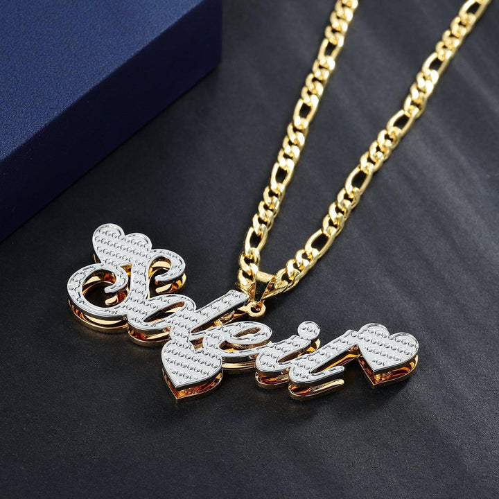 Double Plated Triple Heart Name Necklace - ClickNShopGoods