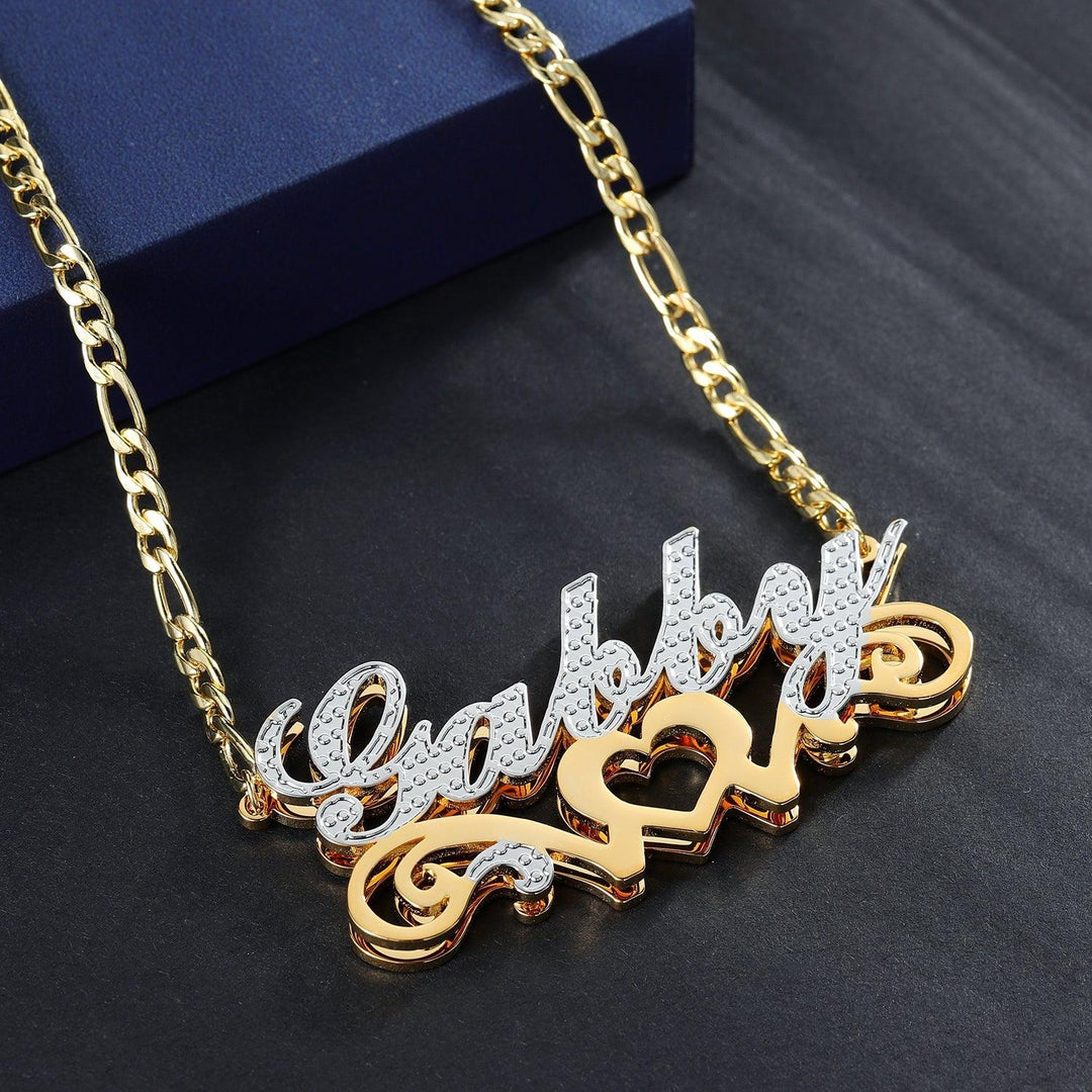 Double Plated Heart Name Necklace - ClickNShopGoods