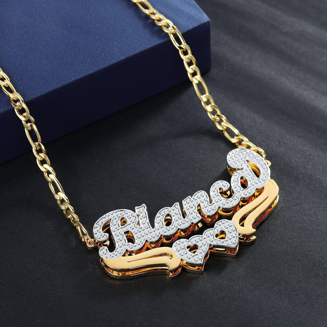 Double Plated Two Hearts Name Necklace - ClickNShopGoods