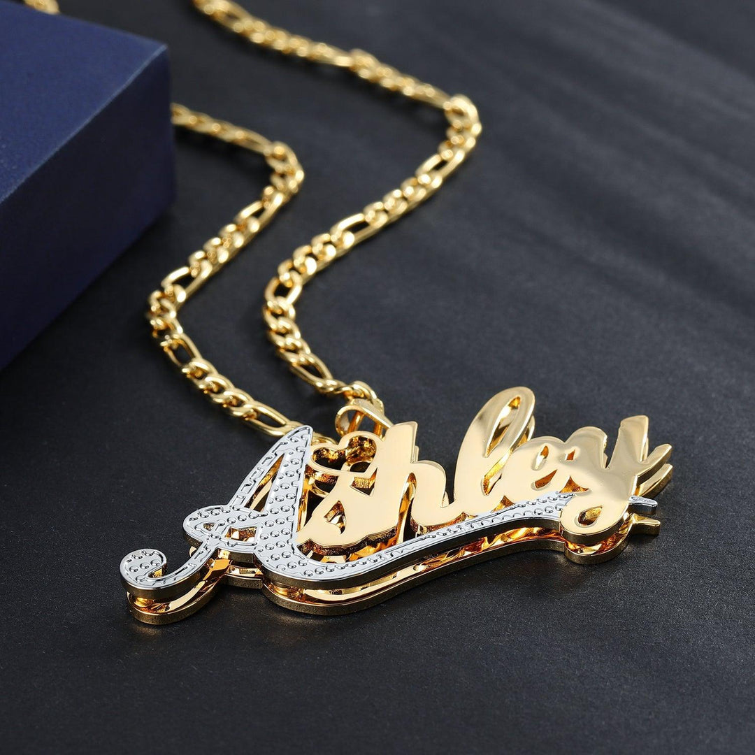 Double Plated Two Tone Name Necklace - ClickNShopGoods