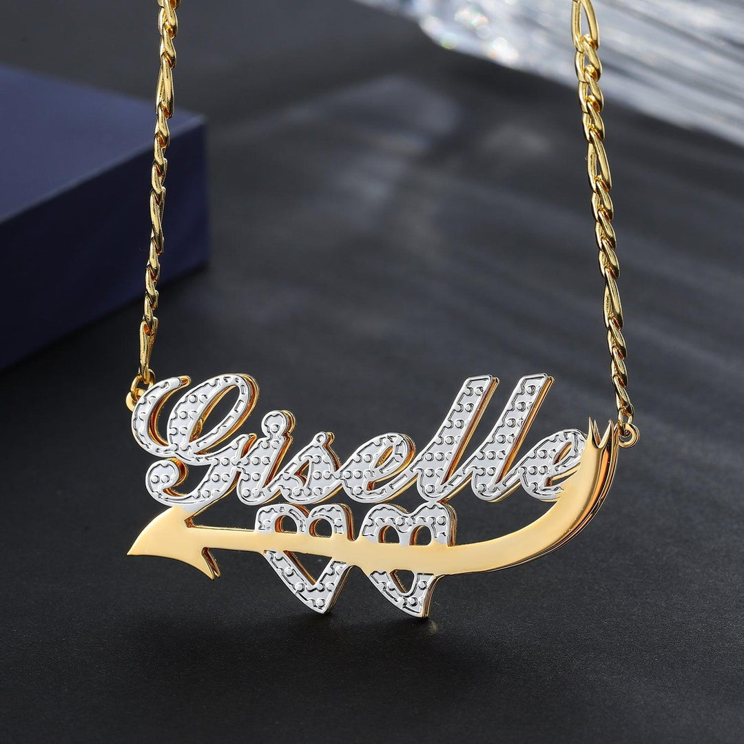 Double Plated Cupid Heart Name Necklace - ClickNShopGoods