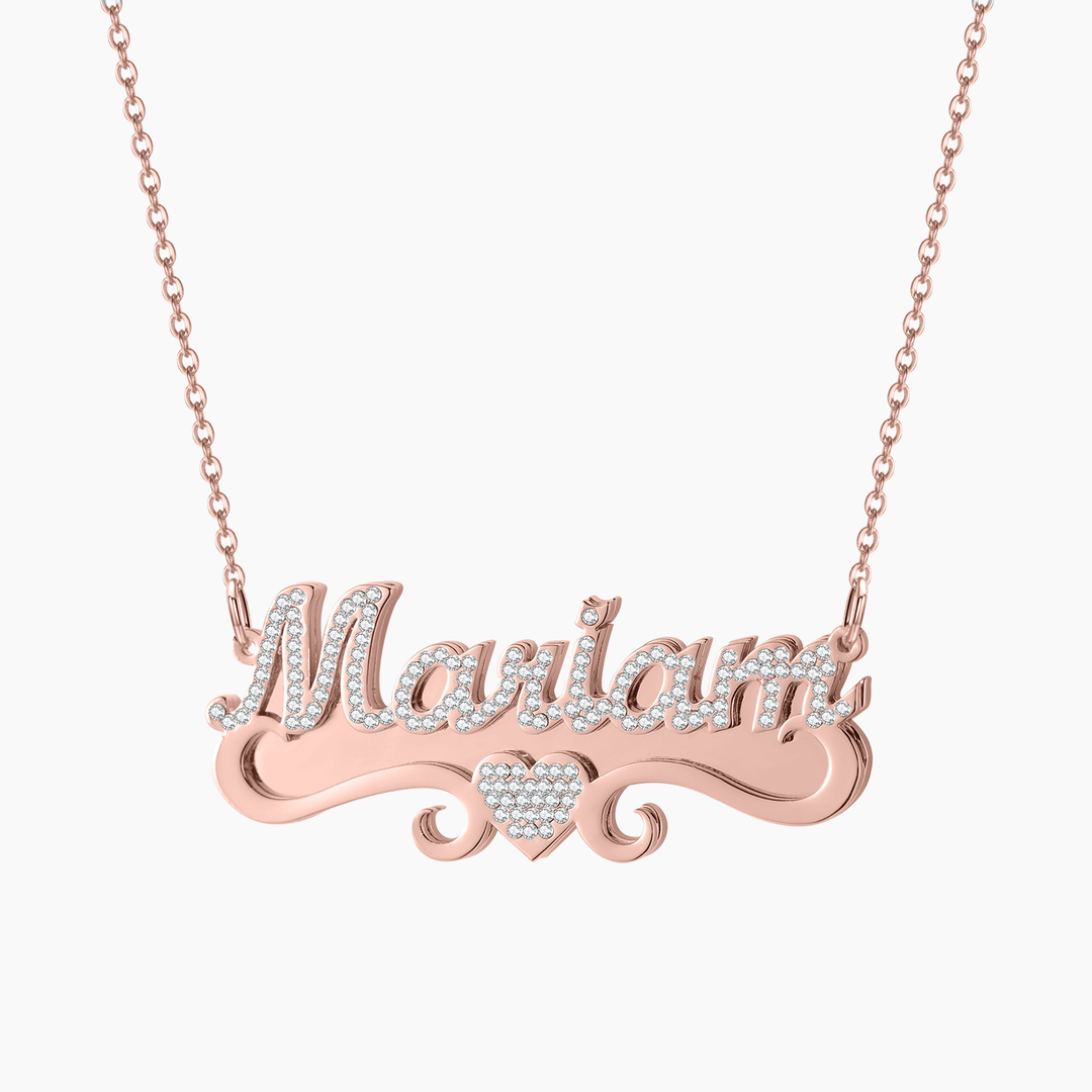 Iced Two Tone Heart Name Neckace - ClickNShopGoods