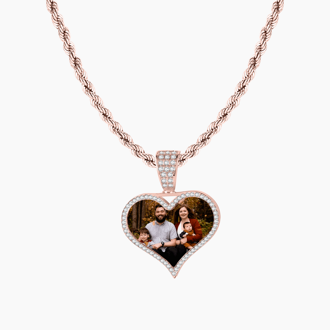 Iced Heart Photo Necklace - ClickNShopGoods