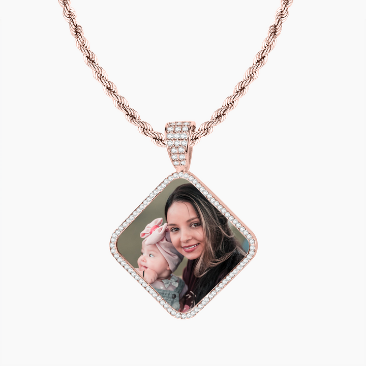 Iced Square Photo Necklace