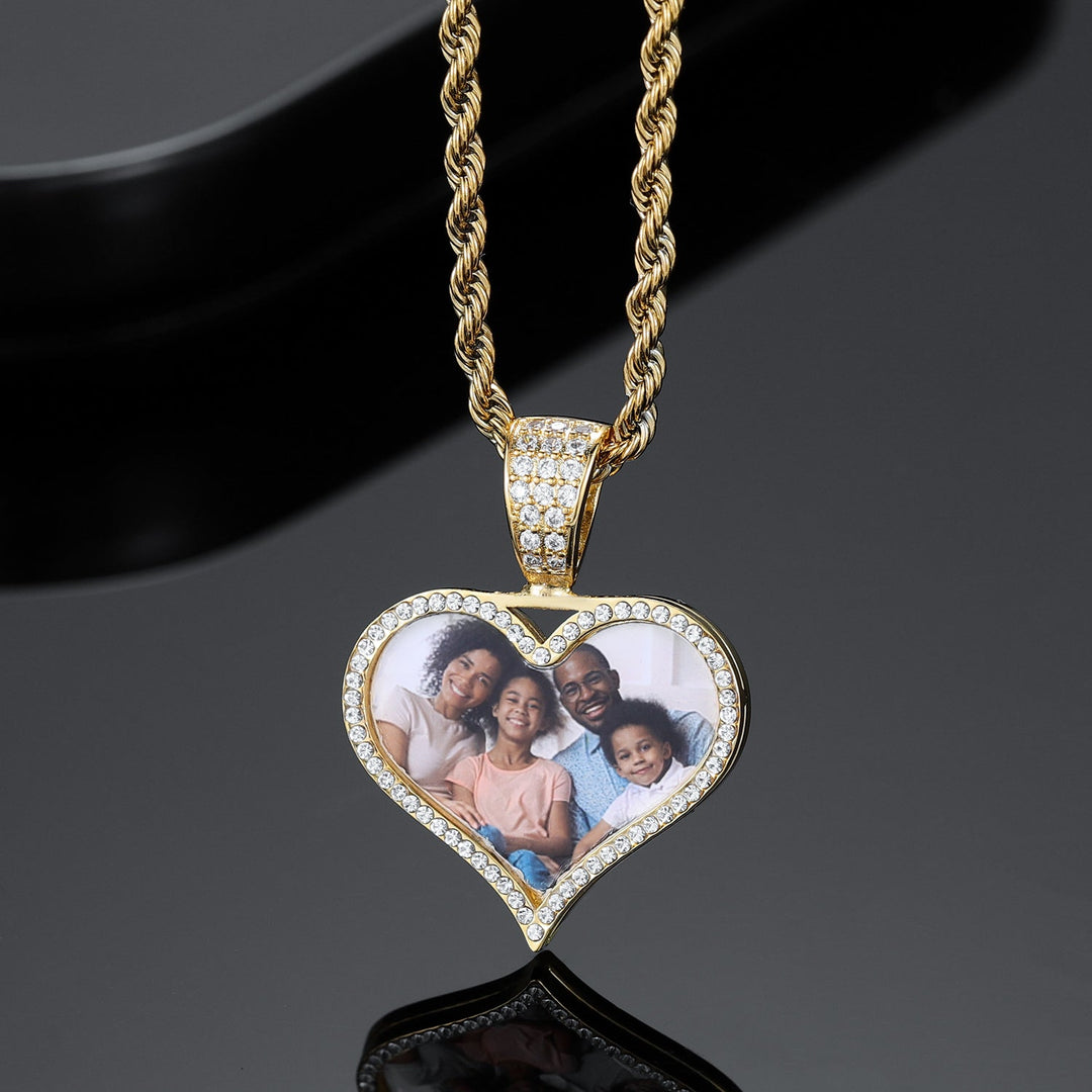 Iced Heart Photo Necklace - ClickNShopGoods