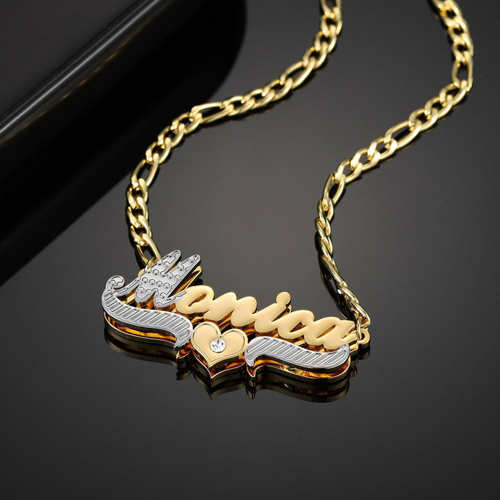 Double Plated Two Tone Heart Name Necklace - ClickNShopGoods