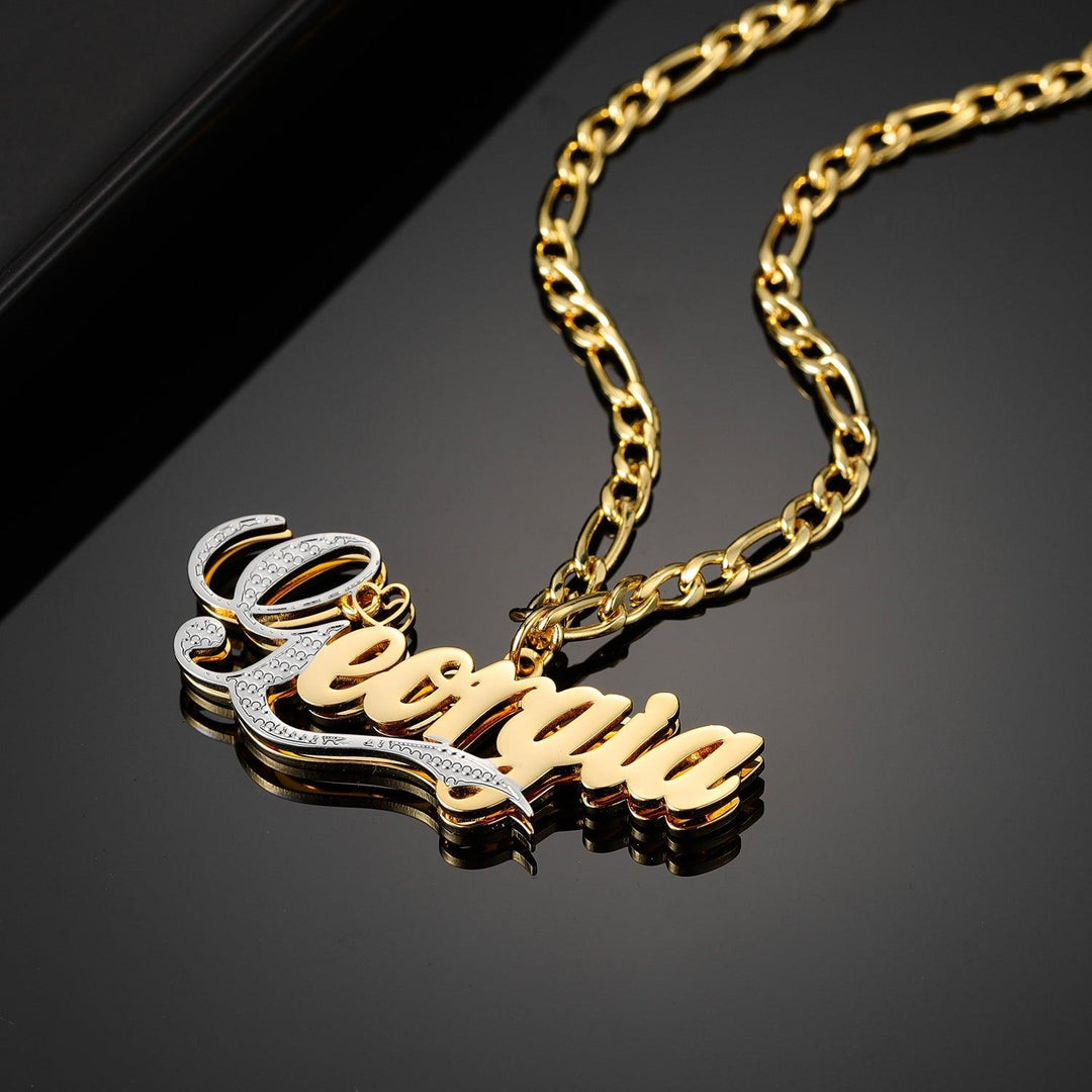 Double Plated Two Tone Script Name Necklace - ClickNShopGoods