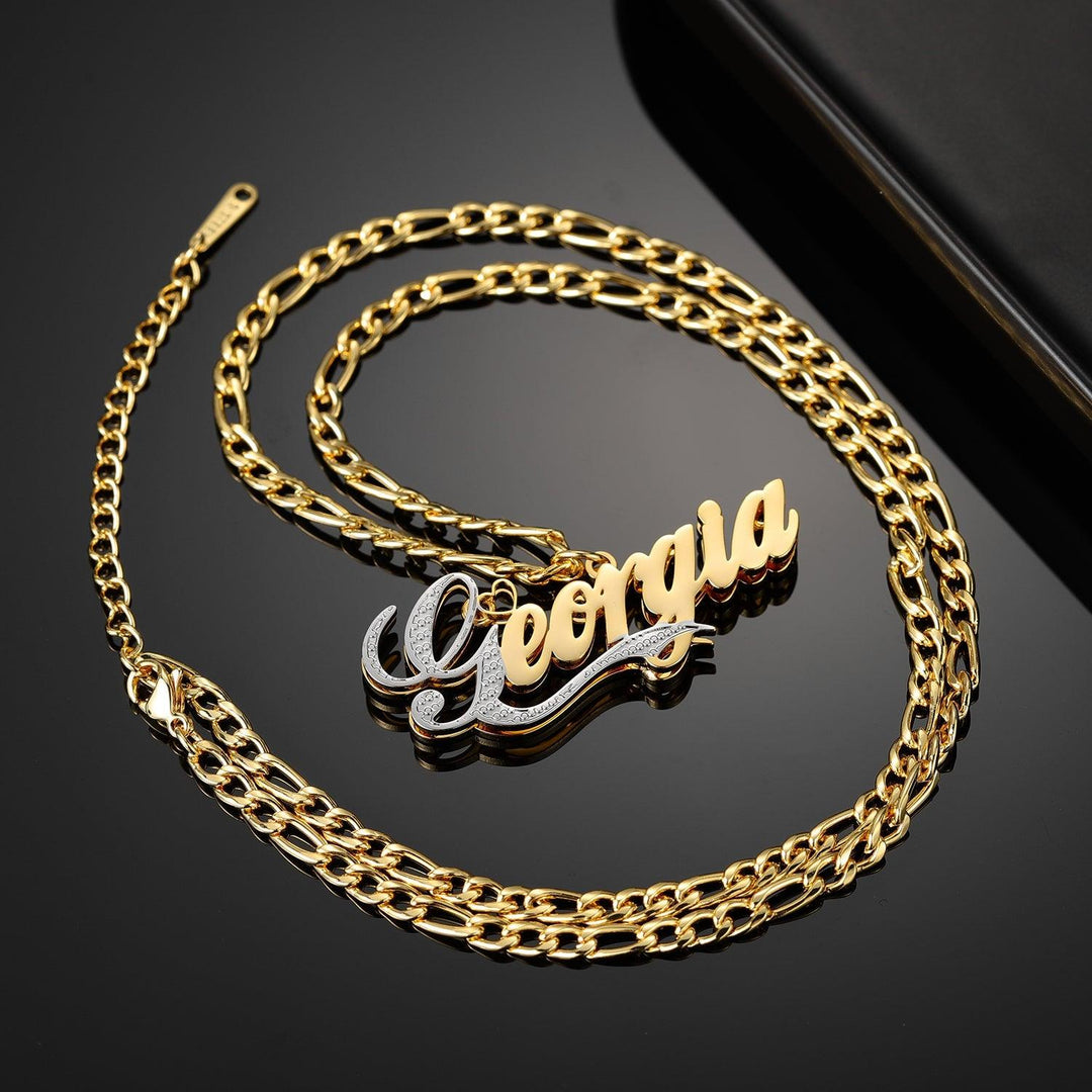 Double Plated Two Tone Script Name Necklace - ClickNShopGoods