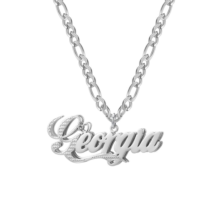 Double Plated Two Tone Script Name Necklace - ClickNShopGoods