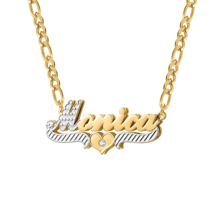 Double Plated Two Tone Heart Name Necklace - ClickNShopGoods