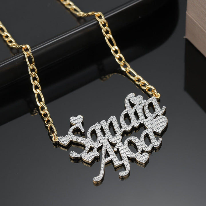 Two Hearts Name Necklaces w/ Double Names - ClickNShopGoods