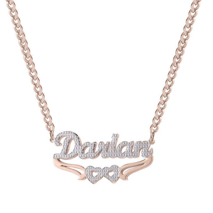 3D Double Heart Name Necklace - ClickNShopGoods