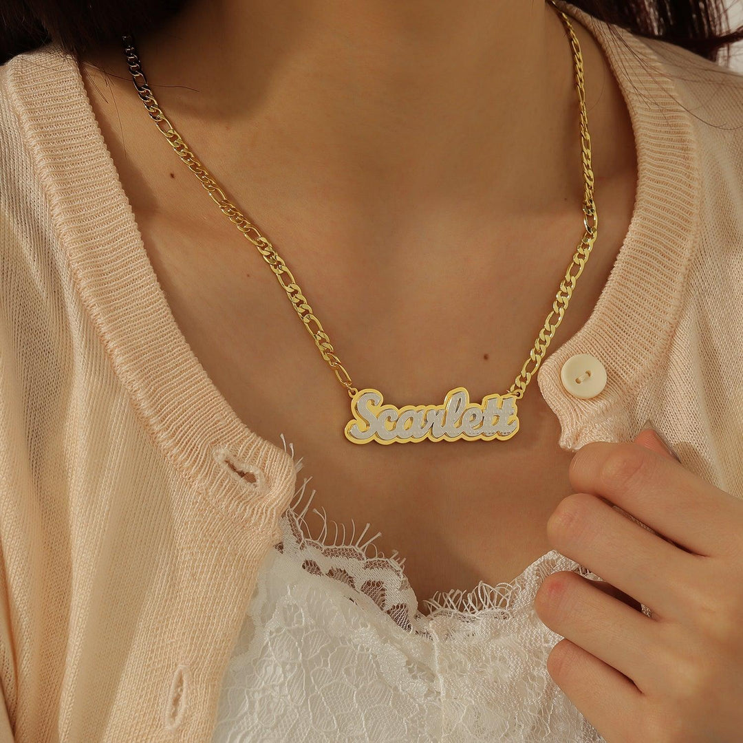 Two Tone Script Name Necklace - ClickNShopGoods