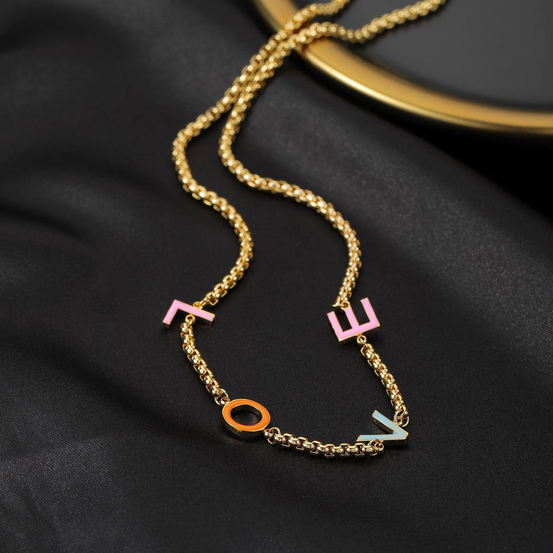 Multicolor Initials Name Necklace - ClickNShopGoods