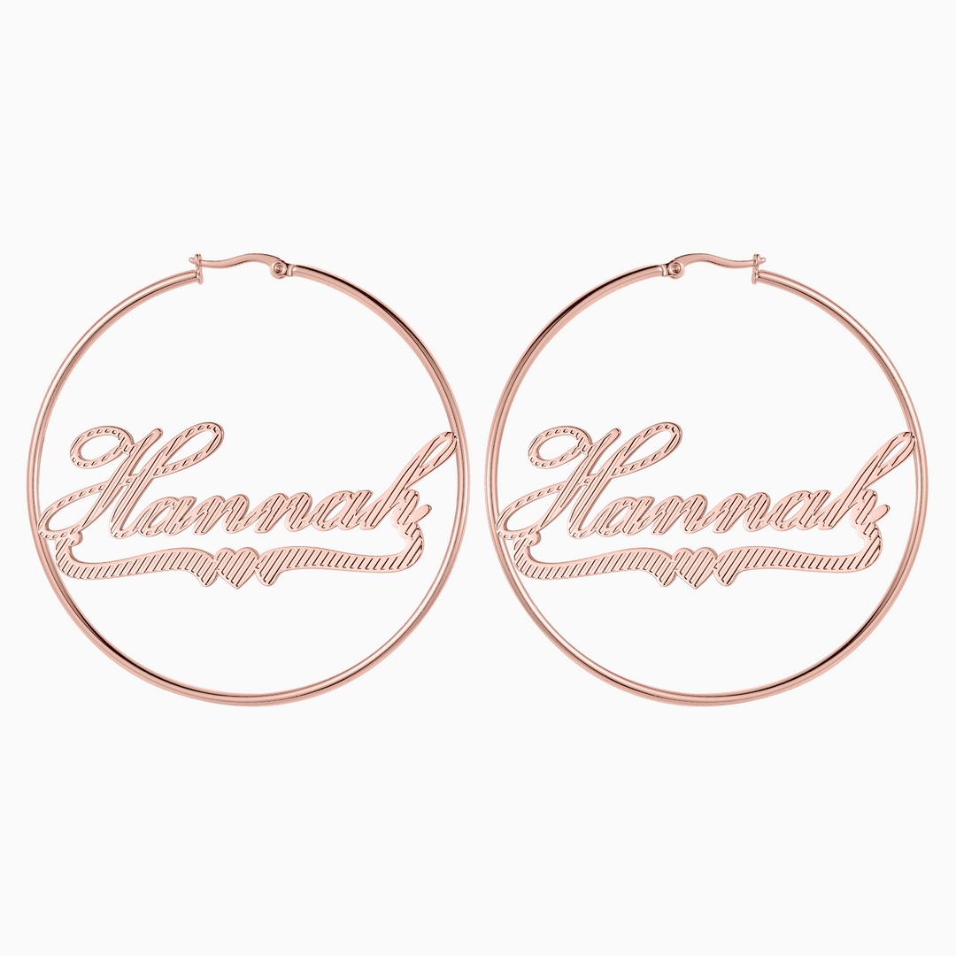 Cursive Heart Hoop Name Earrings