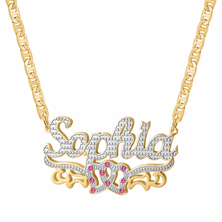 Double Plated Two Tone Heart Name Necklace - ClickNShopGoods