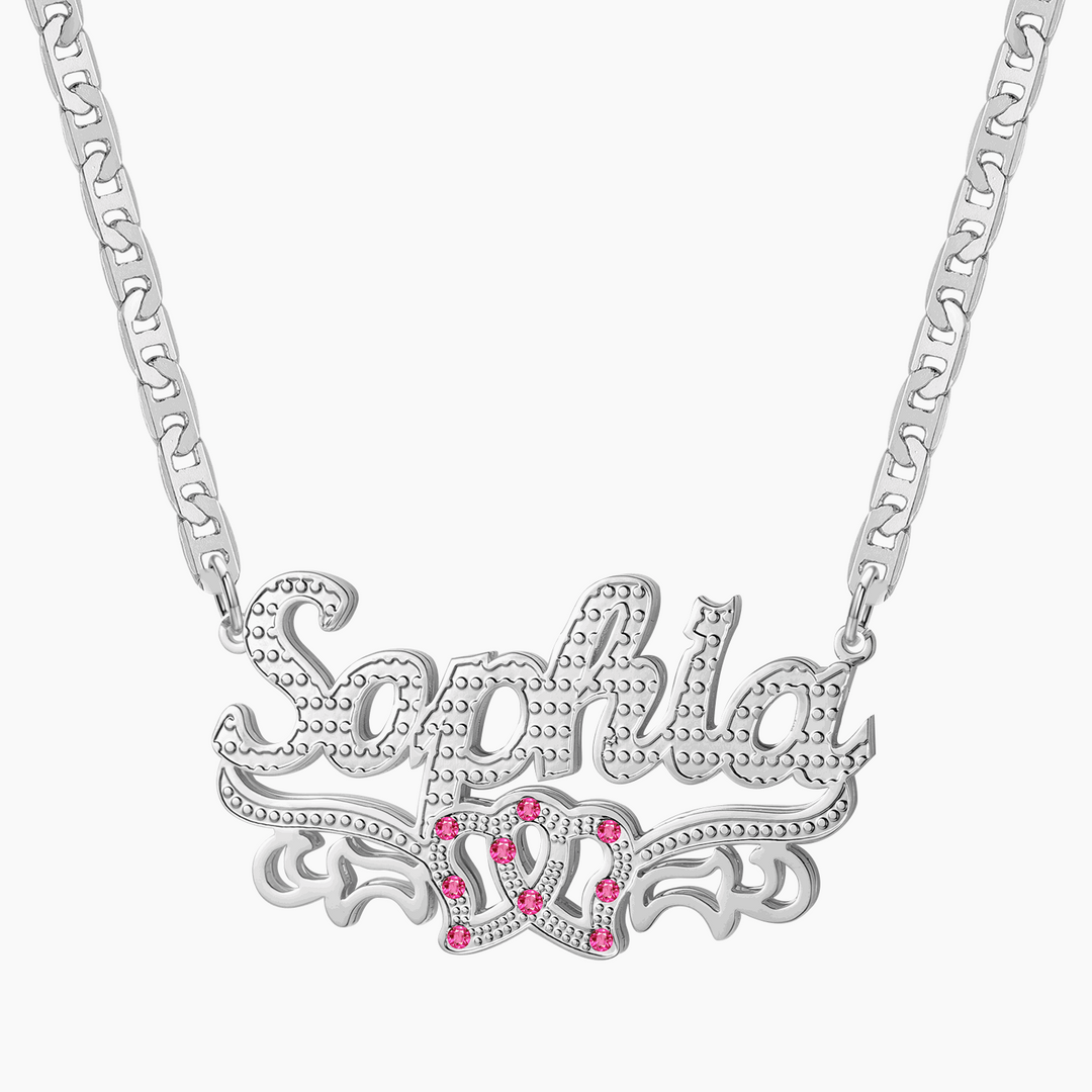 Double Plated Two Tone Heart Name Necklace - ClickNShopGoods